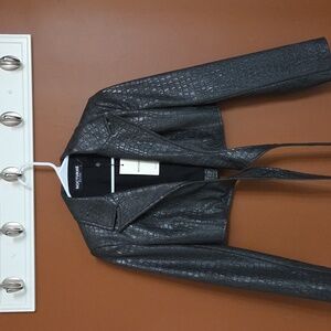 Nocturne Wolf & Badger Crocodile Crop Jacket With Belt